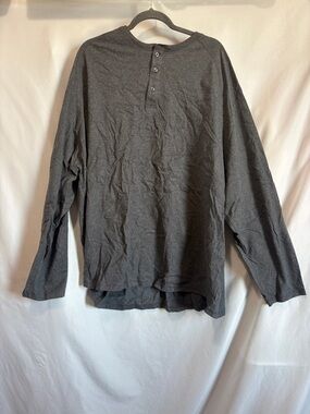 Amazon Essentials Men's Charcoal Henley Long-Sleeve Shirt